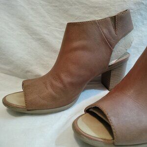 Josef Seibel Leather Slingback Bootie with Stacked Heel